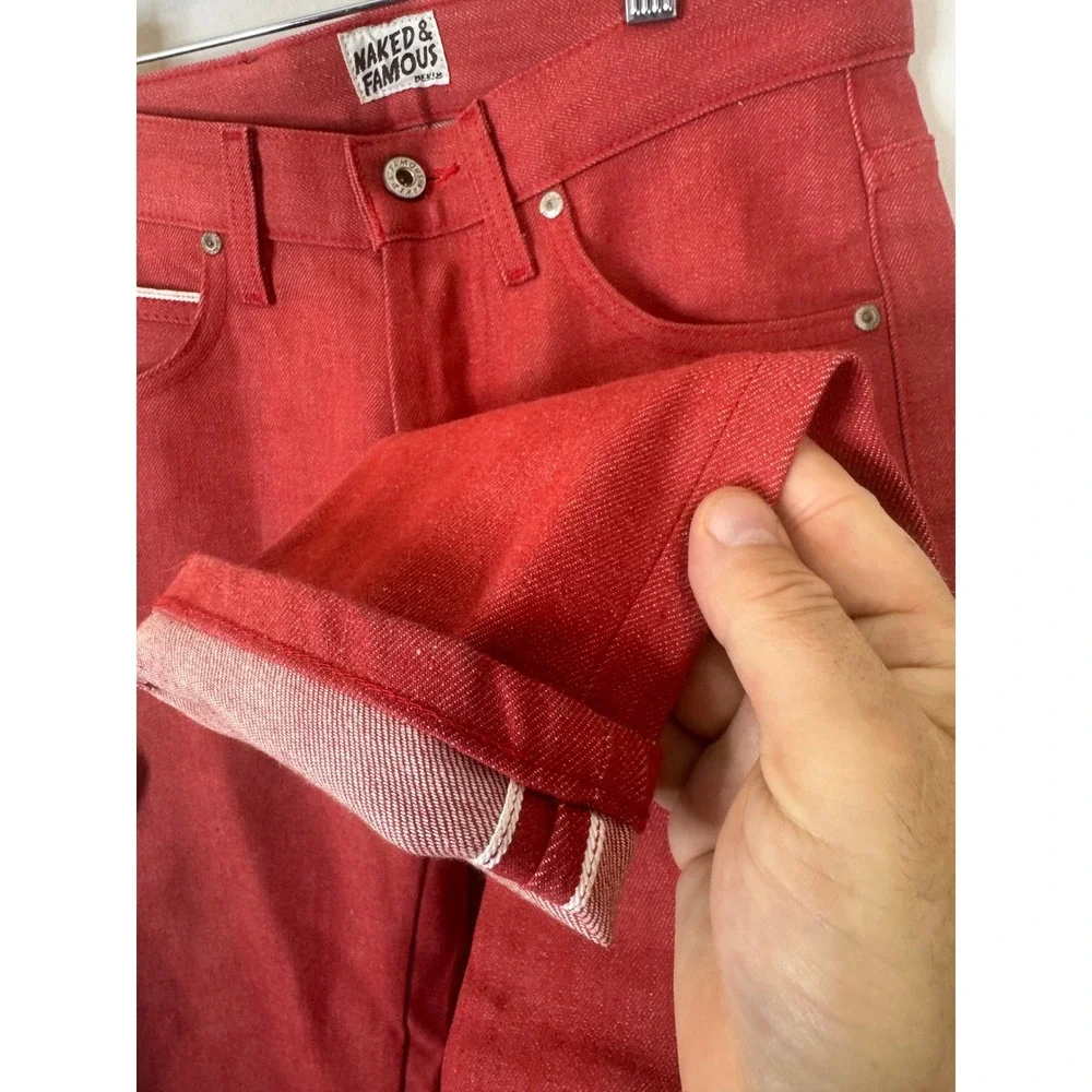 Naked & Famous SuperSkinnyGuy Red Stretch Selvedge Jeans 29X35